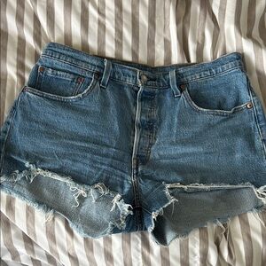 Levi's Classic Blue Frayed Jean Shorts